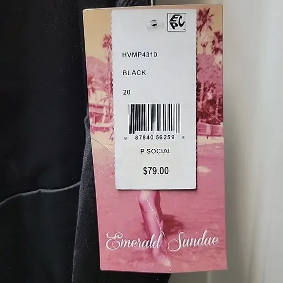 Emerald Sundae Gathered Trendy Little Black Dress Plus Size 20 NEW with Tag - Picture 11 of 14